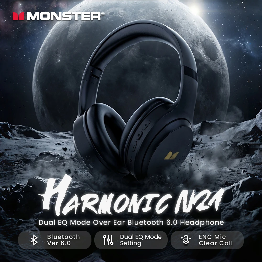 Type C Wired Earphones With Mic - Monster Harmonic N21 Bluetooth 6.0 Headphones