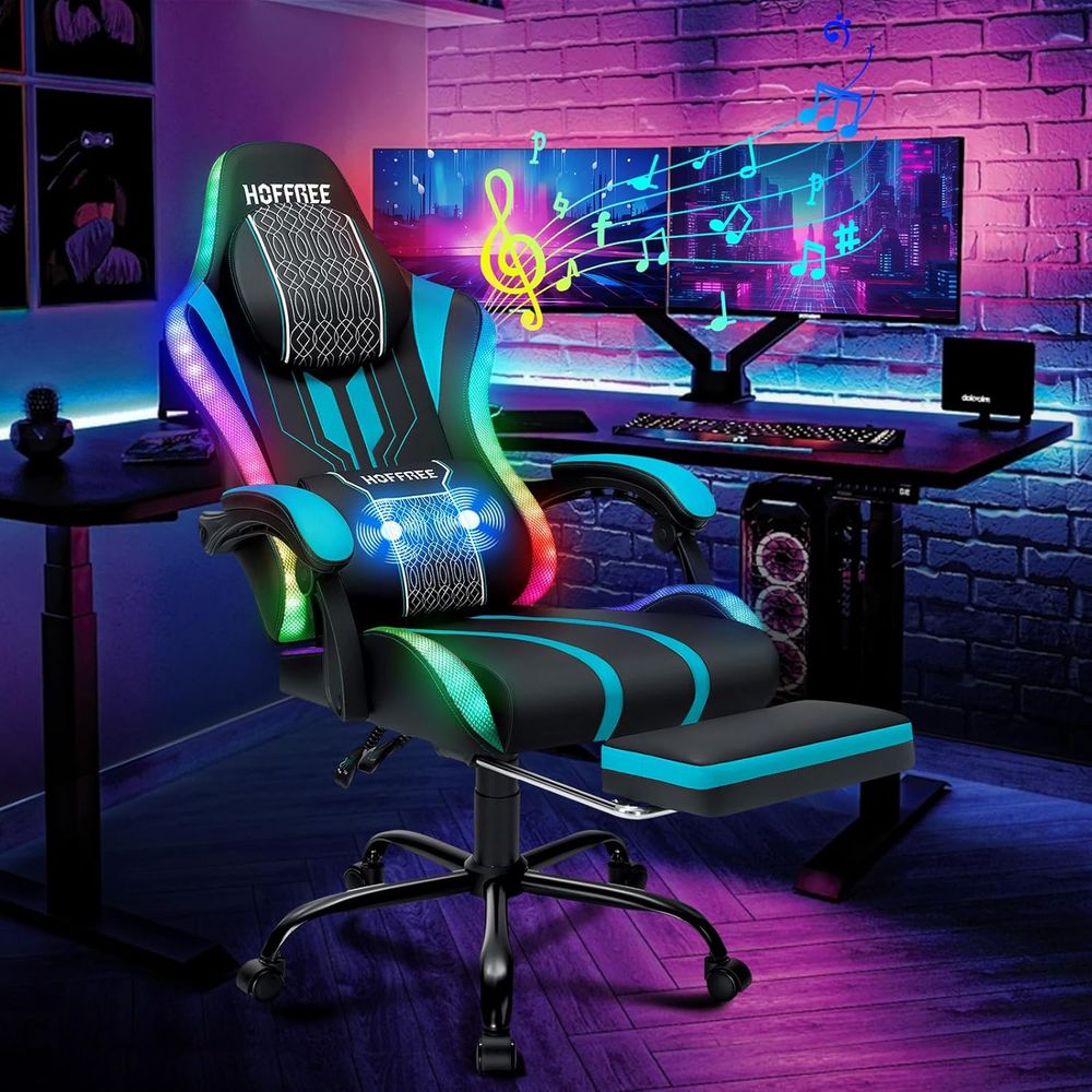 Gaming Chair with LED Lights S - Speakers ulasan dan harga