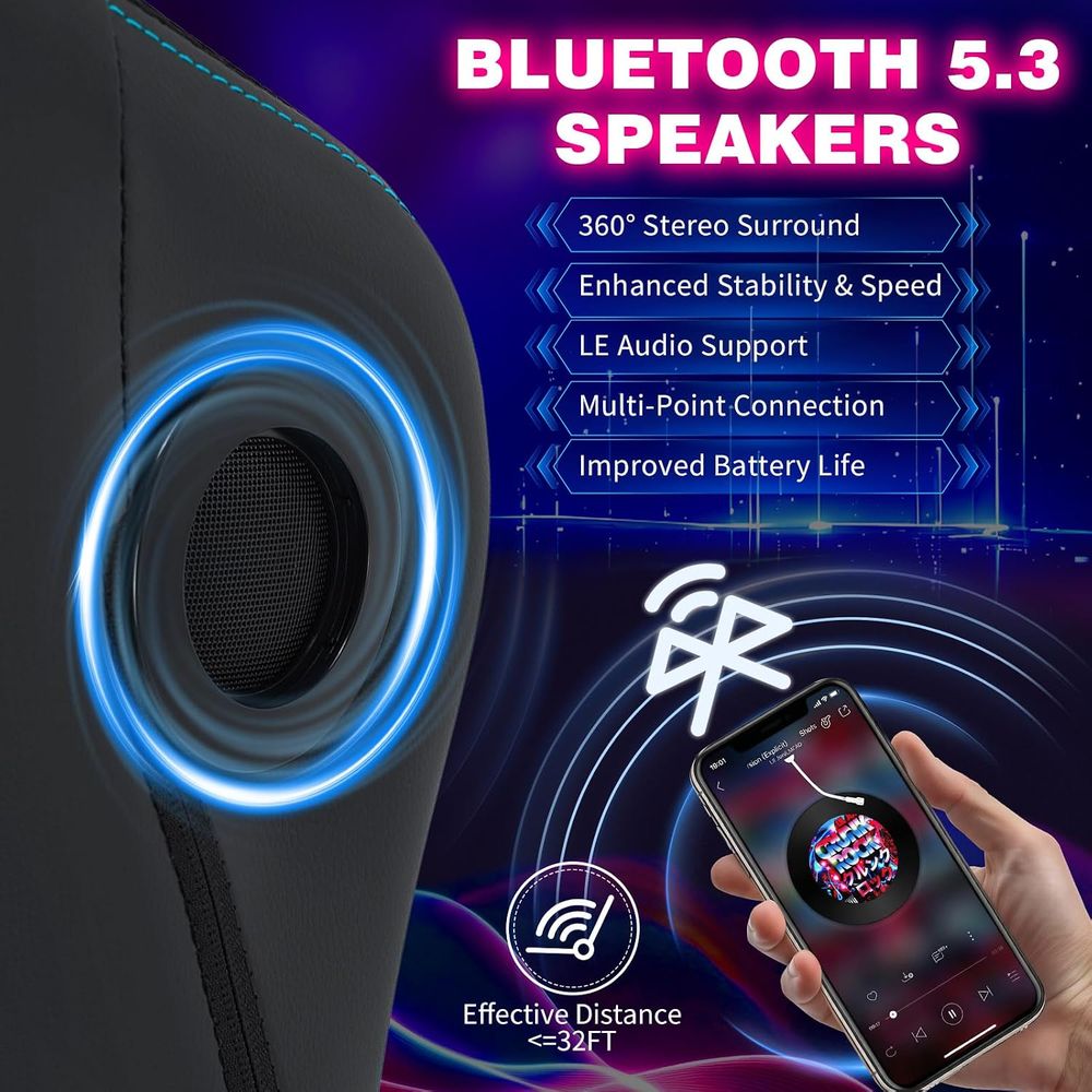 Gaming Chair with LED Lights S - Speakers ulasan dan harga